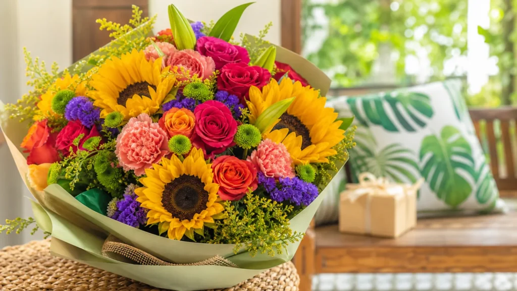 Colorful birthday flower bouquet for delivery in Cebu