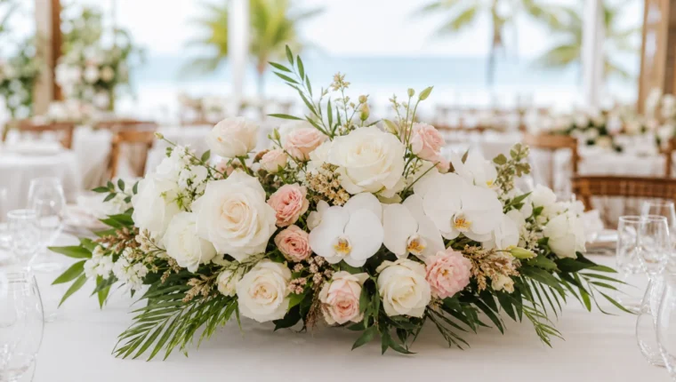 Elegant wedding flowers in Cebu with roses and orchids